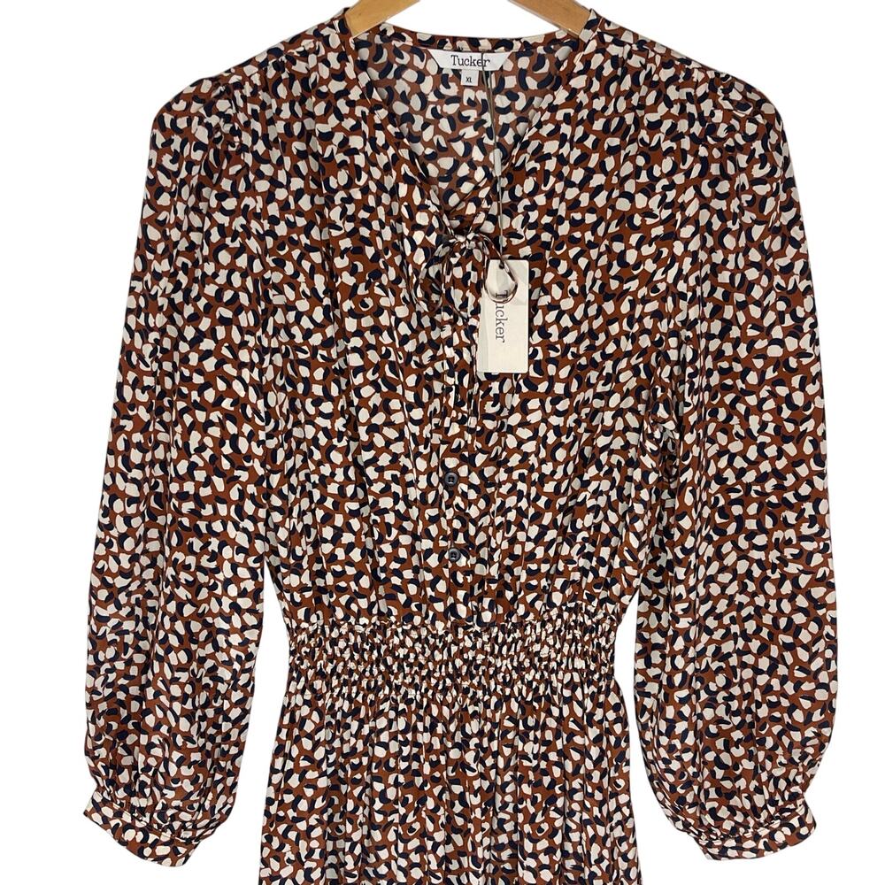 NWT TUCKER Women’s Silk Juliette Dress in Cinnamon Spots size XL - Picture 4 of 8